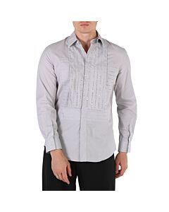 Burberry Men's Light Pebble Grey Crystal Embroidered Formal Shirt, Brand Size 39 (Neck Size 15.5")
