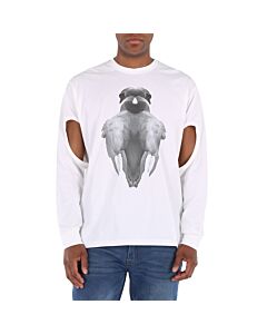 Burberry Men's Optic White Swan Print Cut-out T-shirt