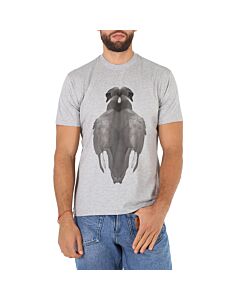 Burberry Men's Sayers Pale Grey Melange Swan Print Cotton Oversized T-shirt