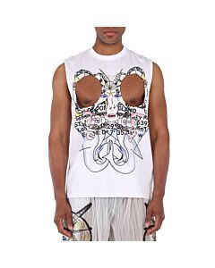 Burberry Men's White Cut-Out Graphic Printed Tank Top