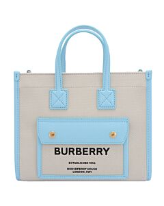 Burberry Natural/Cool Sky Blue Tote