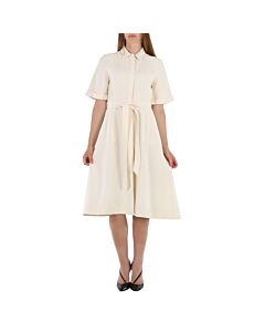 Burberry Off White Short Sleeve Structured Dress