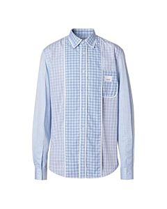 Burberry Pale Blue Pattern Caulfield Contrast Check Shirt, Size X-Small