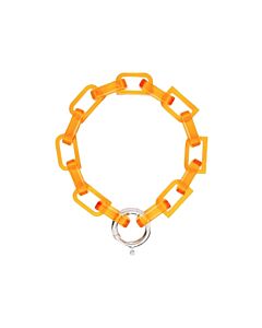 Burberry  Palladio/Orange Palladium-plated Clasp Chain-link Necklace