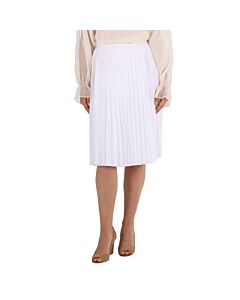 Burberry Pleated Skirt With Silk Lining In Optic White