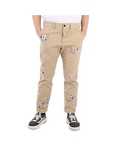 Burberry Slim Fit Floral Embroidered Cotton Chinos