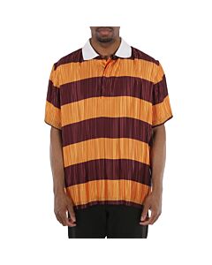 Burberry Striped Plisse-pleated Polo Shirt