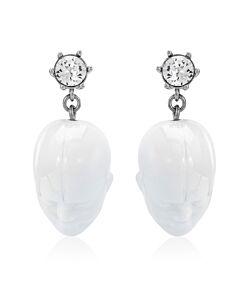 Burberry White/Palladio Crystal and Doll's Head Palladium-plated Earrings
