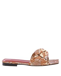 By Far Ladies Almond Knotted Snake-print Slides