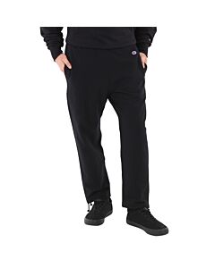 Champion Black Cotton Logo Long Sweatpants