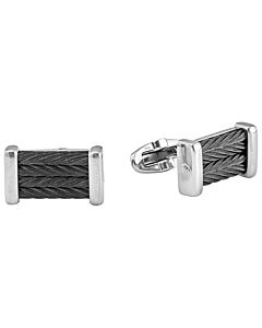 Charriol Chevron Men's Steel Cable Cufflinks- Grey/ Black