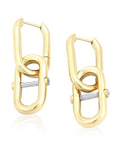 Charriol St. Tropez Mariner Yellow Gold Steel Chain Link Earrings