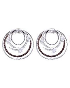 Charriol Tango White CZ Stones Stainless Steel Bronze PVD Cable Earrings