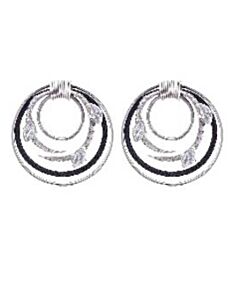 Charriol Tango White CZ Stones Steel Black PVD Cable Earrings