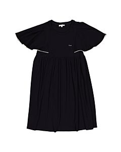 Chloe Girls Navy Ruffle Sleeves Logo Dress, Size 14Y
