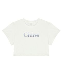 Chloe Girls Off White Cotton Logo T-Shirt