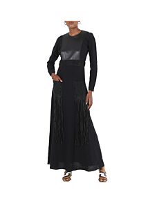 Chloe Ladies Black Crochet-Trim Long Dress, Brand Size 38 (US Size 6)