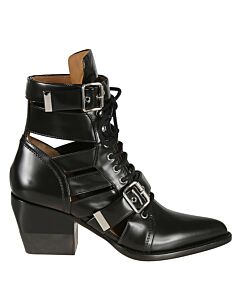 Chloe Ladies Black Rylee Boots In Shiny Calfskin