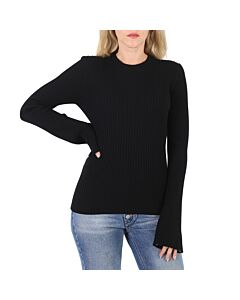 Chloe Ladies Black Wool And Cashmere Flared Sleeve Ribbed Jumper