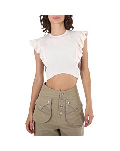 Chloe Ladies Brilliant White Cropped Knit Top