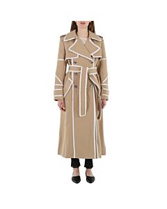 Chloe Ladies Scallop-Trim Belted Trench Coat