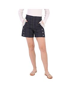 Chloe Ladies Virgin Wool High-waist Plaid Shorts
