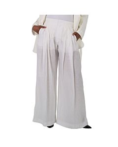 Chloe Ladies White Pleated Wide-Leg Pants, Brand Size 40 (US Size 8)