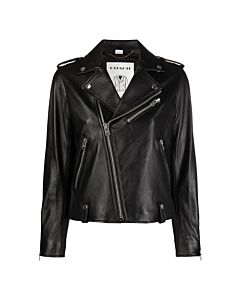 Coach Ladies Black Moto Zipper Biker Jacket Leather, Brand Size 4