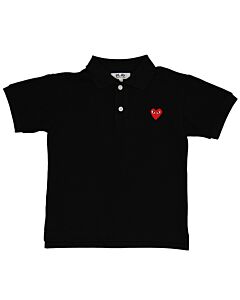 Comme Des Garcons Kids Short Sleeve Embroidered Heart Polo Shirt