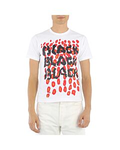 Comme Des Garcons White Leopard Logo Print Cotton T-shirt