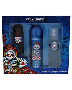 Cuba Wild Heart by Cuba for Men - 3 Pc Gift Set 3.4oz EDT Spray, 3.3oz After Shave, 6.7oz Body Spray