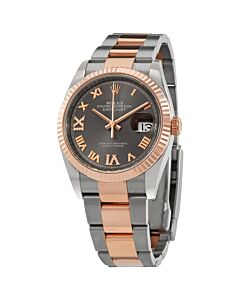 Datejust Stainless Steel Oyster with 18k Everose Gold Cente Grey Dial Watch