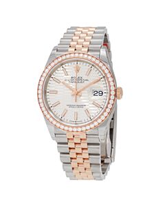Datejust Oystersteel and Everose Gold Jubilee Silver (Fluted Motif) Dial Watch