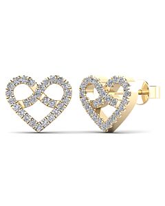 Dazzling Love: 0.20 Carat Natural White Diamond Heart Shape Stud Earrings in Elegant 10K  yellow Gold – Secure Push Backs
