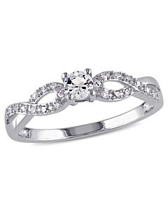 Delmar 1/10 CT TW Diamond and Created White Sapphire Infinity Ring in Sterling Silver