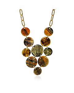 Devon Leigh Buffalo Horn And 24K Gold Plated Brass Bib Necklace N5778-A
