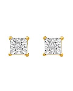 Diamond Muse 0.02 cttw Yellow Gold Over Sterling Silver Square Diamond Stud Earrings for Women