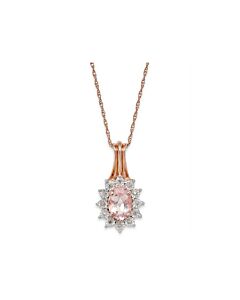 Diamond Muse 0.034 cttw 10KT Rose Gold Morganite Diamond Accent Pendant Necklace for Women
