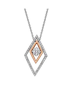Diamond Muse 0.20 cttw 10KT White Gold Double Frame Diamond Pendant Necklace for Women