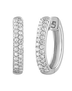 Diamond Muse 0.25 cttw White Gold Over Sterling Silver Round Cut Diamond Hoop Earrings for Women