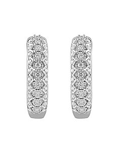 Diamond Muse 0.50 cttw White Gold Over Sterling Silver Round Cut Diamond Hoop Earrings for Women