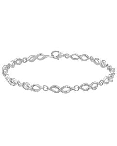 Diamond Muse Prong Set Diamond Accent Infinity Link Bracelet in White Rhodium Plated Sterling Silver (J-K, I3)