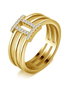 DiamondMuse 0.20 Carat T.W Roman Digit "II" Cubic Zirconia Gold Tone Fashion Ring Women's in Sterling Silver