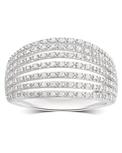 DiamondMuse 0.20 cttw Multi Row Diamond in Sterling Silver Anniversary Ring for Women (I-J,I2-I3)