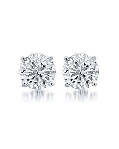 DiamondMuse 0.25 Carat T.W. Round White Diamond Sterling Silver Stud Earrings for Women