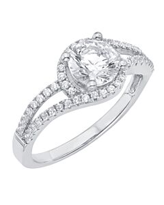 DiamondMuse 0.50 Carat T.G.W. Swarovski Crystal and Cubic Zirconia Halo Engagement Ring in Sterling Silver
