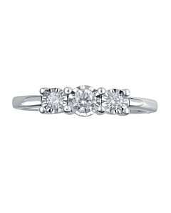 DiamondMuse 0.50 cttw Sterling Silver 3 Stone Diamond Engagement Ring for Women (I-J, I2-I3)