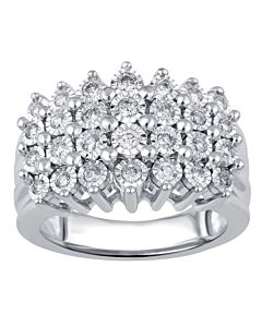 DiamondMuse 0.50 cttw Sterling Silver Diamond Cluster Ring for Women (I-J, I2-I3)