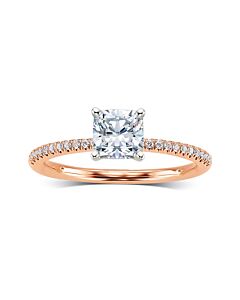 DiamondMuse 1.40 cttw Cushion Cut Swarovski Diamonds White Solitaire Rose Tone Engagement Ring in Sterling Silver