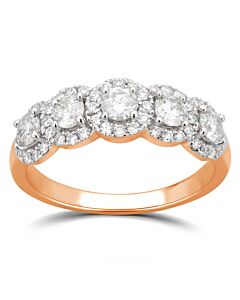 DiamondMuse 1.50 cttw Rose Gold Plated Over Sterling Silver Round Swarovski 5 Stone Engagement Ring